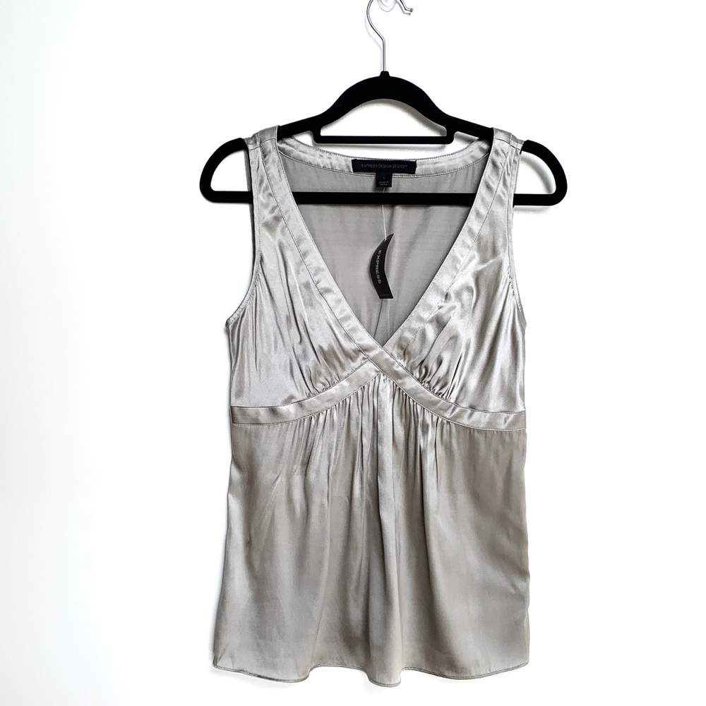 Express Silk Silver Sleeveless Slip Shirt Small